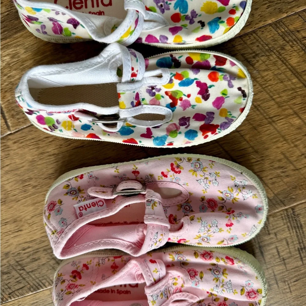 Cienta Kids' Floral Canvas Shoes - Multicolor and Pink